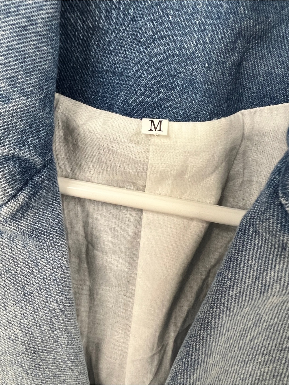 Light Blue Denim Double-Breasted Women's Blazer Jacket - Picture 2 of 3